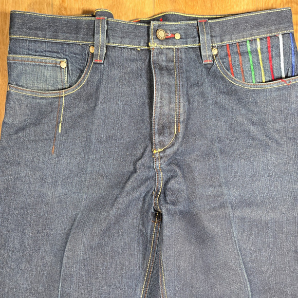 Vintage Y2K Coogi Baggy Jeans 38x34 Blue Embroidered Pockets Skater Street Style - Picture 4 of 12